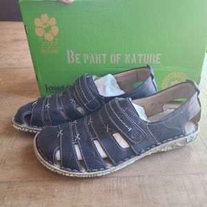 Josef Seibel‎ Ida Womens Leather Fisherman Sandal Blue River EU 37 Shoe NEW